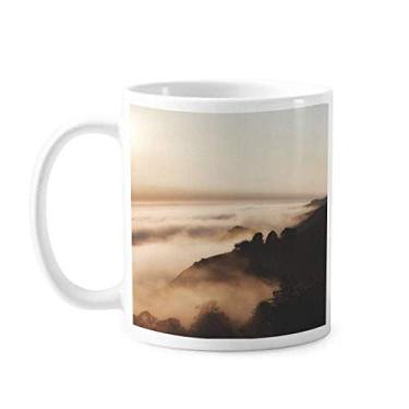 Imagem de Sunrise Sunset Mountain Fog Paisagem Sky Caneca Cerâmica Café Porcelana