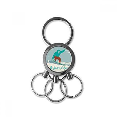 Imagem de Ilustração de prancha de esqui de inverno esporte de esqui em aço inoxidável chaveiro de metal chaveiro de carro clipe presente, Multicolorido.