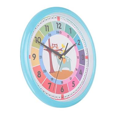 Imagem de Relógio de Parede de Desenho Animado de Plástico, Relógio de Ensino, Desenho Animado, Relógio de Parede Colorido, Quartzo, Tempo, Relógio de Suspensão, para Quarto de Criança, Sala de Aula (Azul)