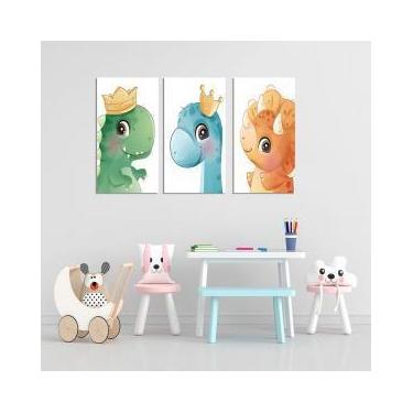 Kit Placa Decorativa MDF Infantil Dinossauro Baby 4un