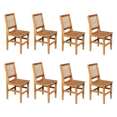 Imagem de Kit 8 Cadeiras De Jantar Madeira Maciça Ripada Rústica Confort - Casta