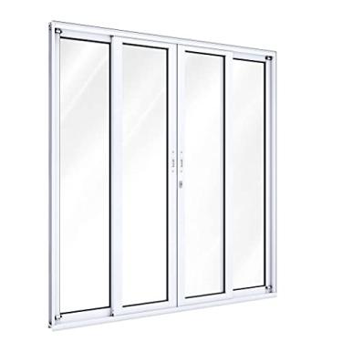 Imagem de Porta de Correr de Alumínio 215 x 200 x 9,5 cm Vidro Inteiriço 4 Folhas Lucasa