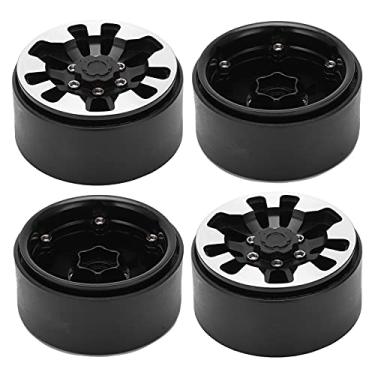 Imagem de Aro de roda, aro de 5,5 cm, aro de roda profissional com 9 furos, com miçangas, para carros para rastreador de controle remoto (preto)