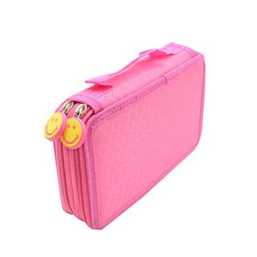 Imagem de Estojo de lápis Elonglin bolsa para caneta prática e grande, multicamadas, com alça para lápis de aquarela, lápis de cor Prismacolor, Crayola, e canetas Marco, 32 compartimentos, rosa avermelhado