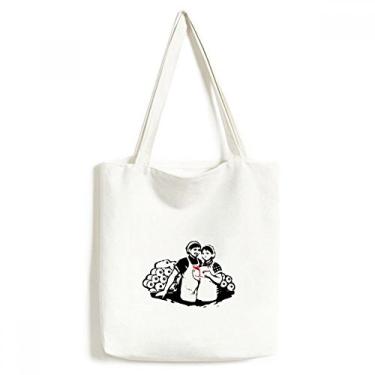 Imagem de Bolsa feminina de lona com estampa chinesa vermelha de estudo de livro, bolsa de compras casual