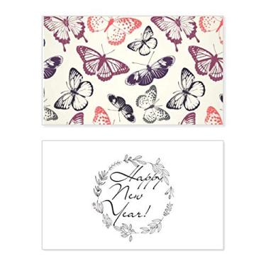 Imagem de Borboleta em fundo rosa pálido festival de ano novo cartão felicitações Bless mensagem presente