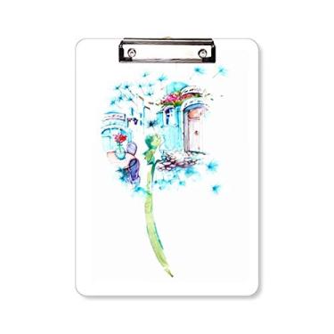 Imagem de Vaso de mesa de dente-de-leão com pintura em aquarela, pasta de prancheta para escrita A4