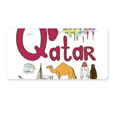 Imagem de DIYthinker Qatar National Symbol Landmark Pattern Placa de licença Decoração de carro Acessório de aço inoxidável