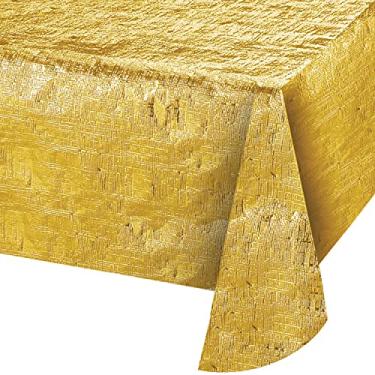 Imagem de Creative Converting Toalha de mesa de plástico com tema dourado metálico, 0,1 x 108 x 54inc