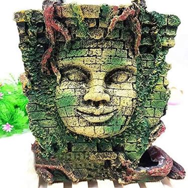 Imagem de LOOPIG Estátua da selva do Mito Antigo Ruínas Cave Fish Turtle Snake Tank Decoração de aquário