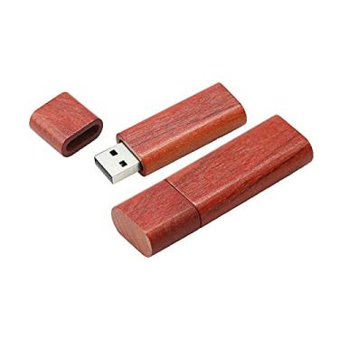 Imagem de Flash Drive USB de madeira de 64 GB, unidades USB cartão de memória, pen drive USB 2.0, pen drive, armazenamento de data, pendrive, armazenamento externo (vermelho)