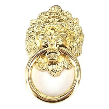 Imagem de Puxadores de móveis 8 peças estilo retrô vintage armário de cozinha armário cômoda porta gaveta anel puxadores puxadores decorativos cabeça de leão alças de móveis ouro