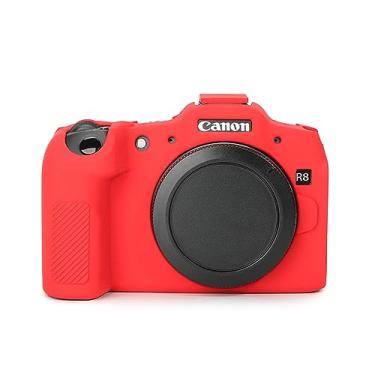 Imagem de Rieibi Capa EOS R8 - Capa protetora de silicone macio para Canon EOS R8 - leve - vermelha