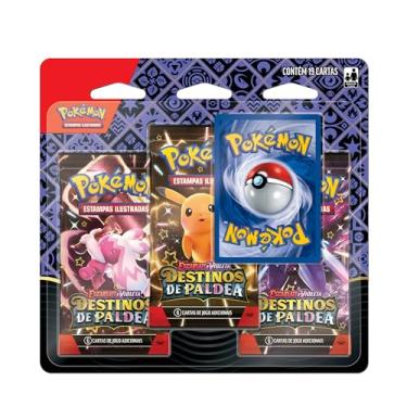 Imagem de Blister Triplo Pokémon Destinos De Paldea Maschiff Brilhante, Cor: Estampado - Copag