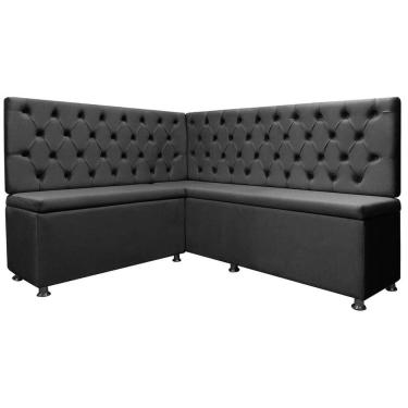 Imagem de Kit Canto Alemão 4 Lugares com Baú e Capitonê Veludo Cinza 1,25x1,60m SOFA STORE