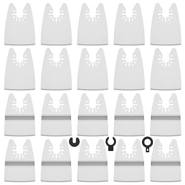 Imagem de QENWKXZ 20 peças raspador de ferramenta oscilante aço inoxidável flexível multiferramenta lâmina raspadora rígida oscilante lâmina raspadora com adaptadores para remover cola de azulejo adesivo de