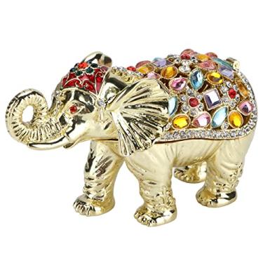 Imagem de Caixa de joias de elefante com strass, estatueta de animais, joias, porta-trinkets para mulheres e meninas