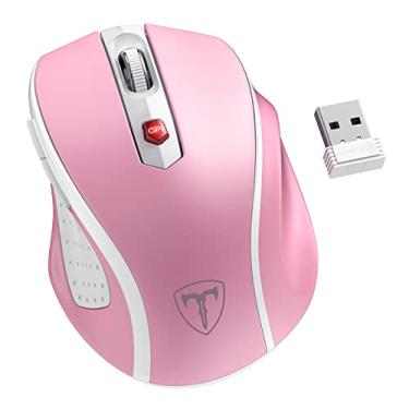 Imagem de HOTWEEMS D-09 Wireless Mouse for Laptop - Ergonomic Plus Computer USB Cordless Mice, Ergo Grips, Lightspeed 5-Level 2400 DPI, 16 Months Battery, Portable for PC Mac Chromebook, 6 Button, Flamingo Pink