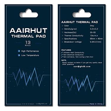 Imagem de Aairhut Almofadas Térmicas 13 W/mK, 85 x 45 x 2,0 mm Almofada Térmica de Silicone GPU Não Condutiva Resistência ao Calor Extrema Odisseia Capa com Dupla Película Autoadesiva para PC Laptop/CPU/LED