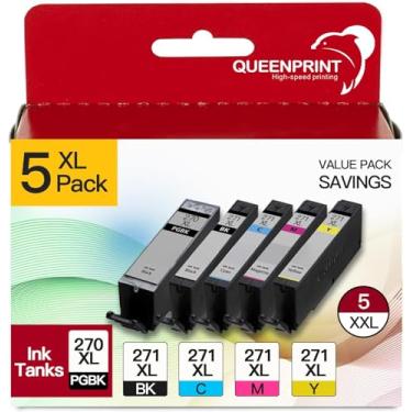 Imagem de Cartuchos de tinta QUEENPRINT PGI-270XL CLI-271XL Pacote com 5 cores compatíveis com cartuchos de tinta Canon 270 271 XL para uso com MG7720 TS6020 TS9020 MG6821 TS5020 MG6820 (pacote com 5)