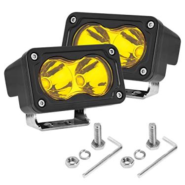 Imagem de ANGU-OFFROAD Cápsulas de LED amarelas, 2 peças, luzes de neblina LED CREE de 7,6 cm e 40 W, luzes de LED superbrilhantes, luzes auxiliares de LED pequenas para caminhão, bicicleta suja, SUV, UTV, ATV