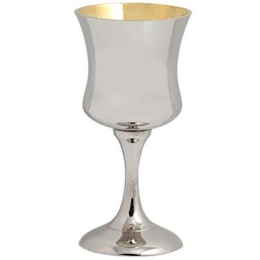 Imagem de Taça Zion Judaica clássica altamente polida Kiddush para Shabat, Páscoa e Yom Tov 163 g copo de vinho para Rosah Hashanah judaico para bar/Bat Mitzvah casamento Bris