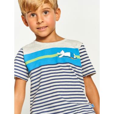 Imagem de Infantil - Camiseta Menino Estampa Urso Radical Tam 1 a 12 anos Mescla e Azul  menino