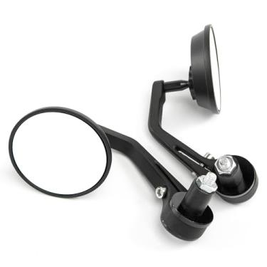 Imagem de Espelho de barra de extremidade de motocicleta de 22 mm Espelho retrovisor universal para motocicleta (espelho preto transparente redondo)