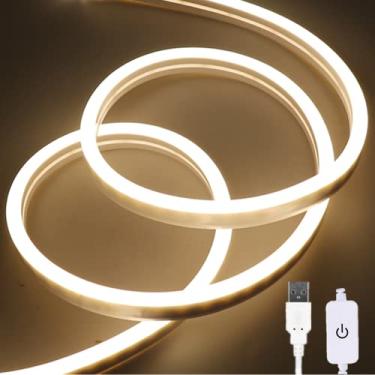 Imagem de M.best Fita de luzes LED USB de 2 metros à prova d'água flexível LED neon com interruptor para decoração de quarto, TV, PC