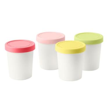 Imagem de Tovolo Sweet Treat, conjunto de 4 mini banheiras de 170 g, tampa de silicone de ajuste apertado, recipiente de sorvete reutilizável de fácil empilhamento, 170 g, sortido