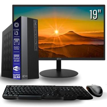 Imagem de Computador TOB Slim Completo Compacto Intel Core i3 SSD 240GB Memória 8GB Teclado Mouse Monitor 19" Rede sem fio Windows 10 Trial