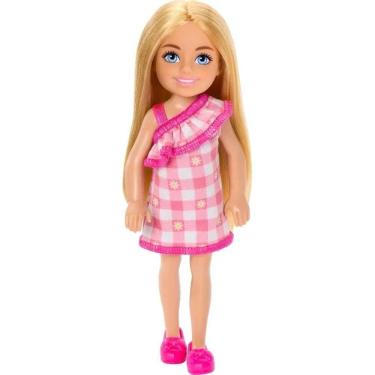 Imagem de Barbie Chelsea Vestido Rosa Xadrez e Flor - Mattel