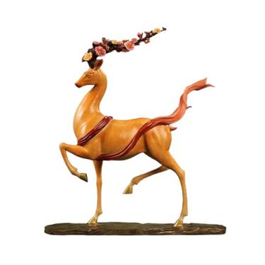 Imagem de ESTINTENG Cervo Sika de latão criativo decoração de casa cor cobre artesanato chinês - decoração de estilo - nove - cervo colorido (laranja)