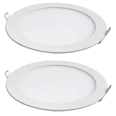 Imagem de Kit 2 Painel Led Redondo Embutir 12W 3000K Bivolt Foxlux
