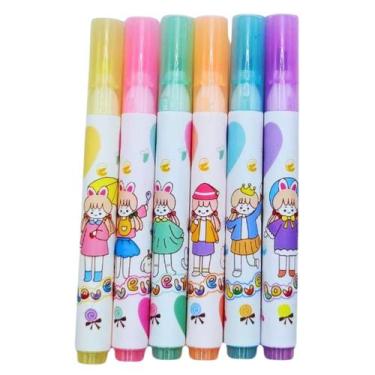 Imagem de kit 6 marcadores de texto com cores vibrantes para escola trabalho igr