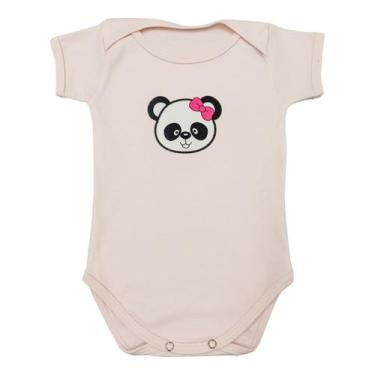 Imagem de Body Bebê Manga Curta Panda Laço Rosa  - Generic, G, Rosa