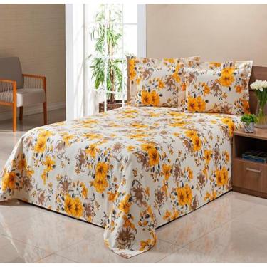 Imagem de Kit Colcha Cobre leito Piquet Casal Padrão 3Pçs Floral E Liso Várias C