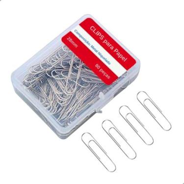 Imagem de Clips Para Papel 28mm Niquelado 80 Unidades Com Caixa - Darujo