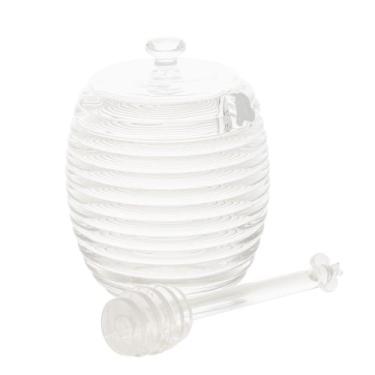 Imagem de Meleira Pote Porta Mel De Cristal Vidro com Dosador Colméia 7,8x11cm -