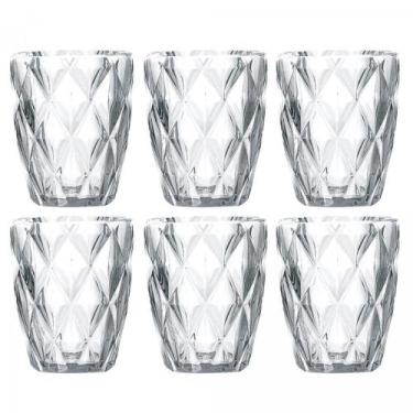 Imagem de Jogo de Copos em Vidro Água 350ml Diamante 6 Peças Class Home 878