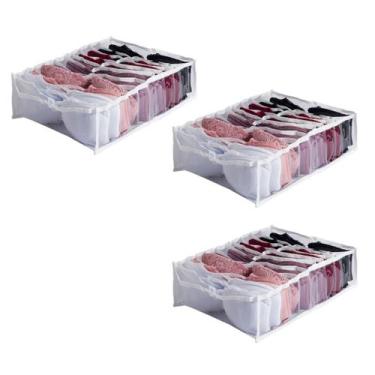 Imagem de Kit 3 Colmeias Organizadoras Branco 40x30x10cm Gavetas Guarda-Roupas -