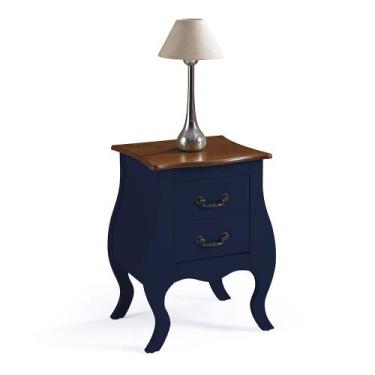 Imagem de Mesa de Cabeceira Bombê com 2 Gavetas 1026 Linz Móveis, Azul Petróleo/