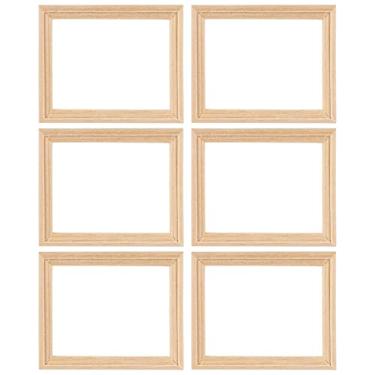 Imagem de AUEAR, 6 Pack Furniture Miniature Wooden Photo Picture Frames DIY for Props House Decor