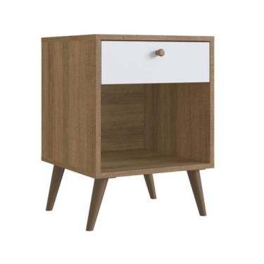 Imagem de Mesa Cabeceira 01 Gaveta 40cm Mel Branco PRODDY - Milani Store, Mel Br
