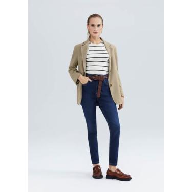 Imagem de Calça Jeans Básica Feminina Cintura Média Skinny - Hering, 046, Azul e