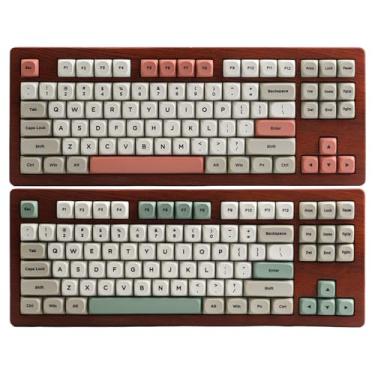 Imagem de Teclas de perfil retrô 9009 MA para teclado mecânico - 60% 65% 75% conjunto de sub PBT de tinta cinza, vermelho, verde, 142 teclas, jogos personalizados para MX Switches com extrator