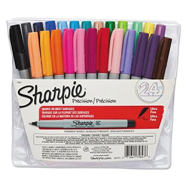 Imagem de SHARPIE Marcadores Permanentes De Ponto De Precisão Sharpie, Canetinha Marcador Ponto Ultrafino, Cores, Conjunto De 24 Sortido