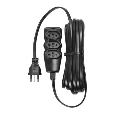 Imagem de Extensão Elétrica 3 Tomadas PP Plano 3X0,75 10M Preta