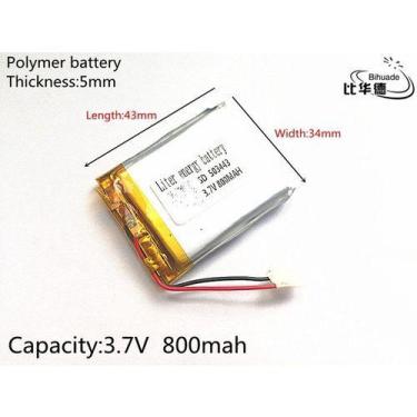 Imagem de Bateria 503443  3,7v  800mah  5mm X 34mm X 43mm Com 2 Fios - KMIG