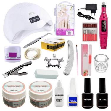 Imagem de Kit Unhas Gel Acrigel Fibra Porcelana Pinça de Curvatura Completo N11 